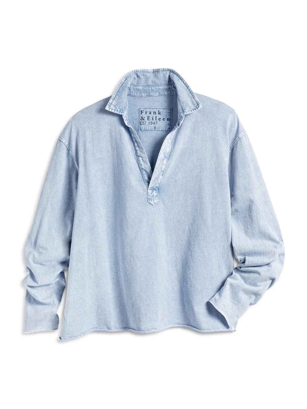 Frank & Eileen Patrick Popover Henley Long Sleeve Shirt Top Mineral Blue Medium